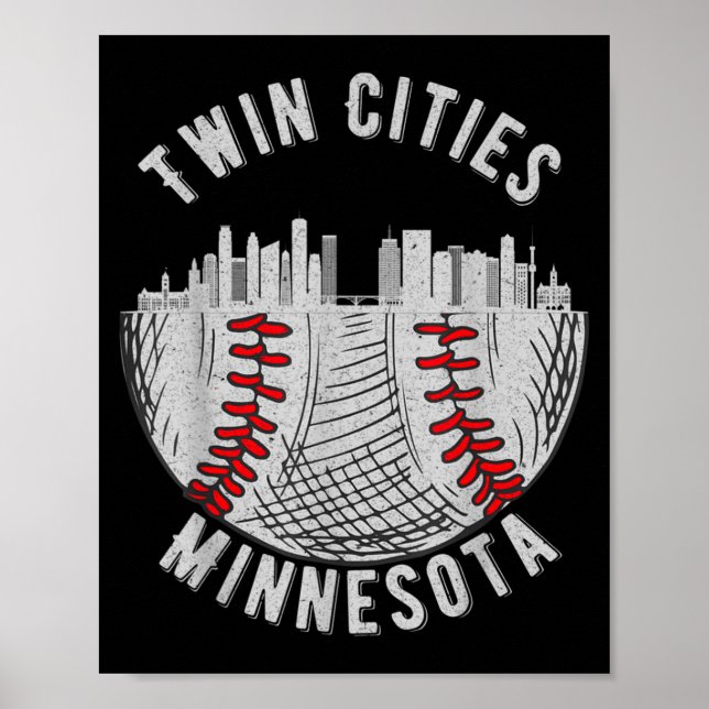 Cool Twin Cities Minnesota Mn Baseball Skyline St  Poster (Front)