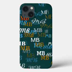 cool typography initials pattern iPhone 13 case