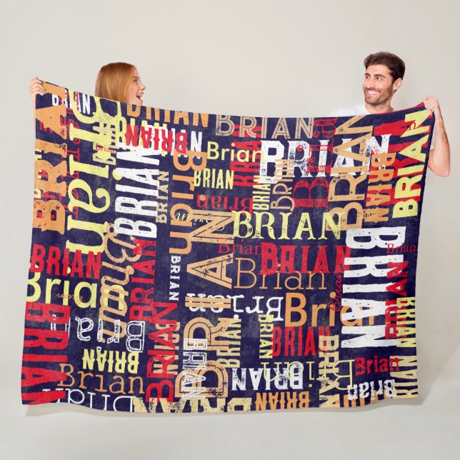 Cool Typography Pattern for Kids Boys or Men Fleece Blanket (In Situ)