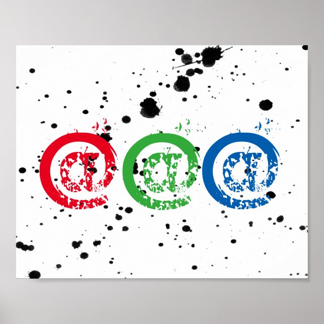 cool typography poster at sign on black splatter (Front)