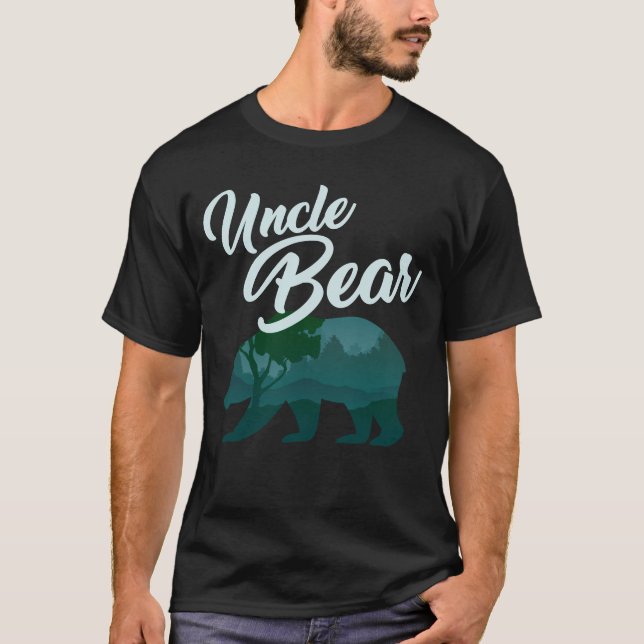 Cool Uncle Bear T Shirt with Mountain Scene Bear (Front)