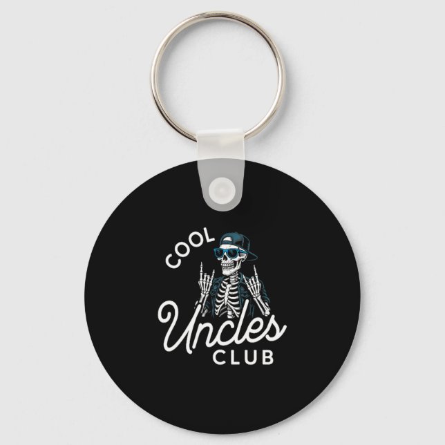 Cool Uncles Club Shirt Funny Skeleton Men Uncle  Keychain (Front)