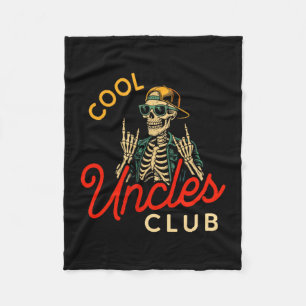 Cool Uncles Club Shirt Funny Skeleton Retro Uncle  Fleece Blanket