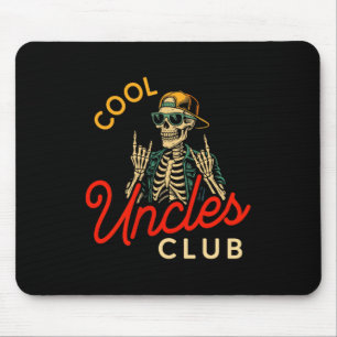 Cool Uncles Club Shirt Funny Skeleton Retro Uncle Mouse Pad