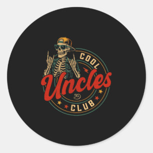 Cool Uncles Club Shirt Funny Skeleton Uncle Men Fa Classic Round Sticker