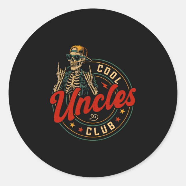 Cool Uncles Club Shirt Funny Skeleton Uncle Men Fa Classic Round Sticker (Front)