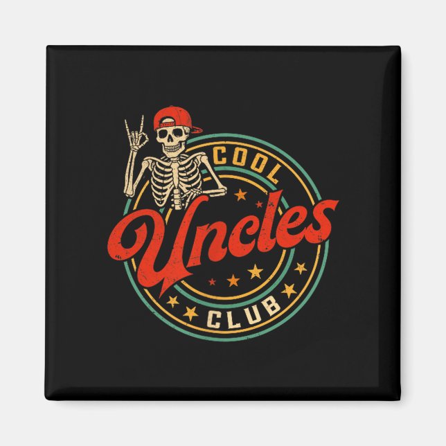 Cool Uncles Club Shirt Retro Funny Skeleton New Un Magnet (Front)