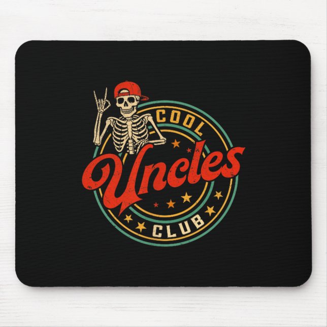 Cool Uncles Club Shirt Retro Funny Skeleton New Un Mouse Pad (Front)
