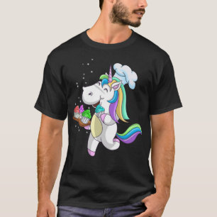 Cool Unicorn Baking Cupcakes  Funny Horned Hors T-Shirt