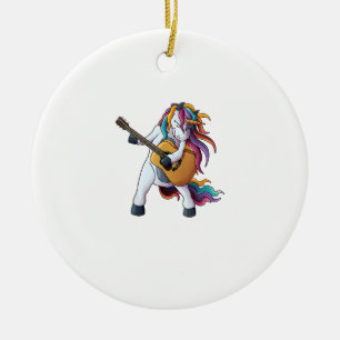 Cool Unicorn Playing Guitar _ Funny Animal Guitari Ceramic Ornament