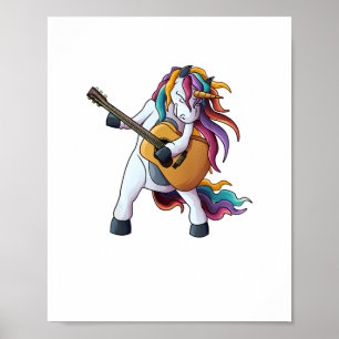 Cool Unicorn Playing Guitar _ Funny Animal Guitari Poster