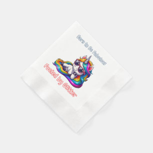 Cool unicorn rainbow surfing relaxing colourful ma napkin