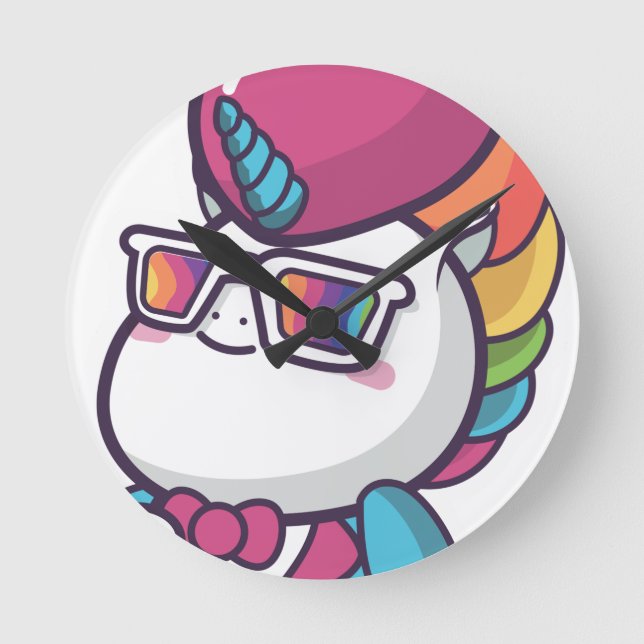 Cool unicorn round clock (Front)