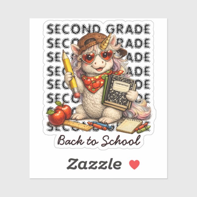 Cool Unicorn Second Grade Back to School Graphic (Sheet)