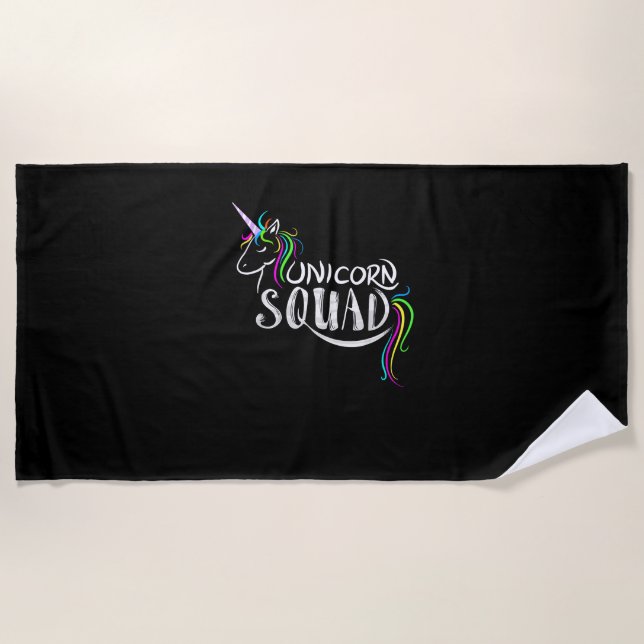 Cool Unicorn Squad _ Funny Magical Equestrian Team Beach Towel (Front)