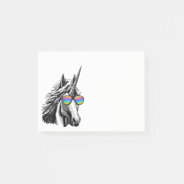 Cool unicorn with rainbow sunglasses post-it notes (Front)