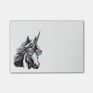 Cool unicorn with rainbow sunglasses post-it notes