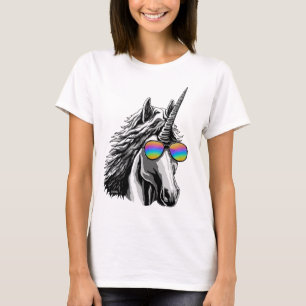 Cool unicorn with rainbow sunglasses T-Shirt