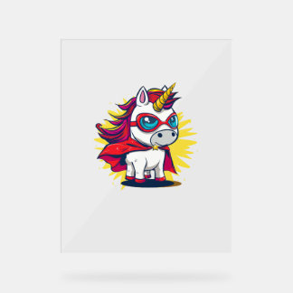 Cool Unicorn with Superhero Cape Costume Long Slee Acrylic Sign