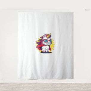 Cool Unicorn with Superhero Cape Costume Long Slee Tapestry