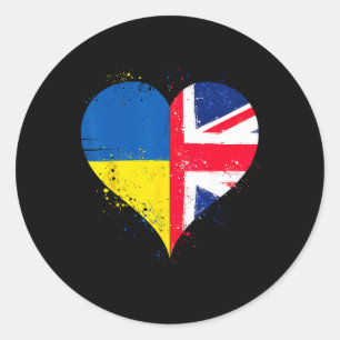 Cool Union Jack And Ukraine Flag For Proud Ukraini Classic Round Sticker