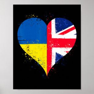 Cool Union Jack And Ukraine Flag For Proud Ukraini Poster