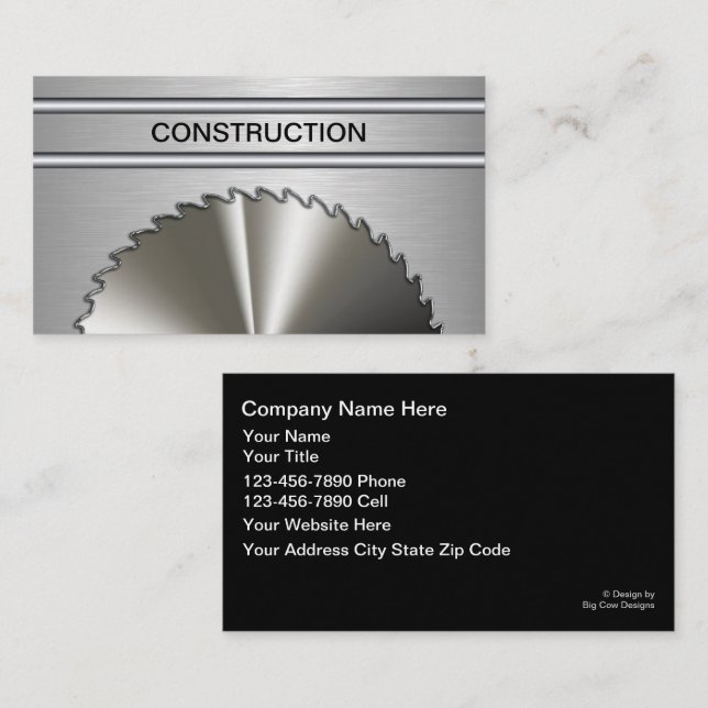 Cool Unique Construction Business Cards (Front/Back)