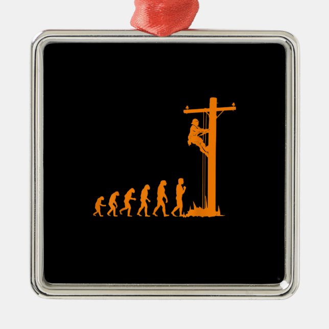 Cool Unique Evolution Of Lineman Electrician  Gift Metal Ornament (Front)