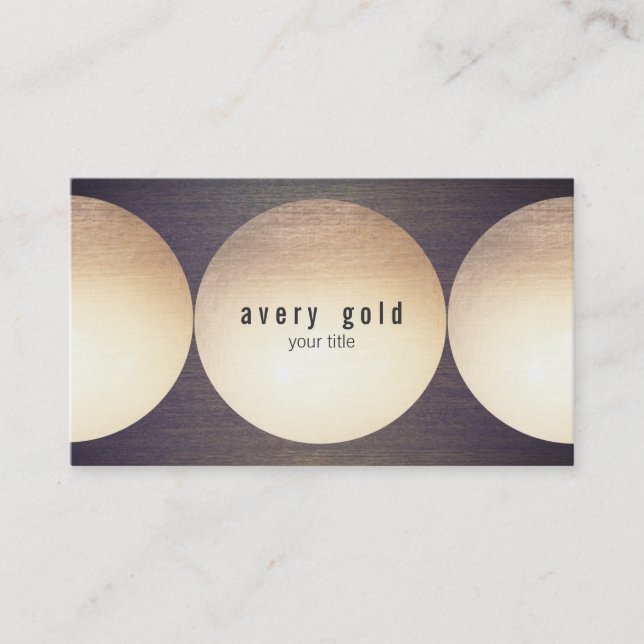 Cool Unique Faux Gold Foil Circle Wood Modern Business Card (Front)