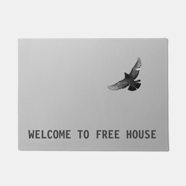 Cool, unique flying bird free house design doormat (Front)