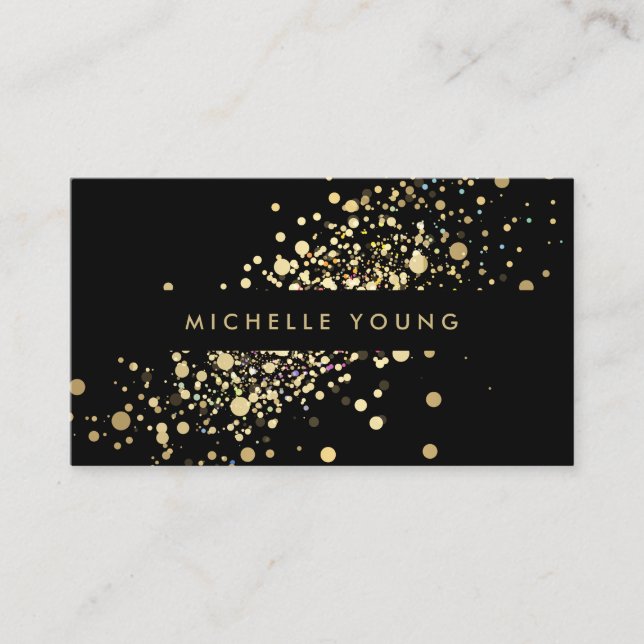 COOL & UNIQUE GOLD CONFETTI BUSINESS CARDS (Front)