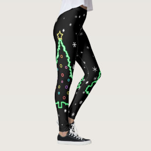 Cool Unique Neon Light Christmas Tree Leggings