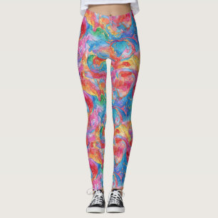 Cool Unique Red Blue Colourful Rainbow Watercolor Leggings