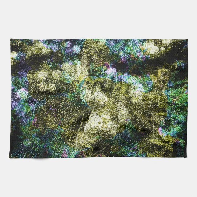 Cool, unique, trendy digital art of flower pattern kitchen towel (Horizontal)