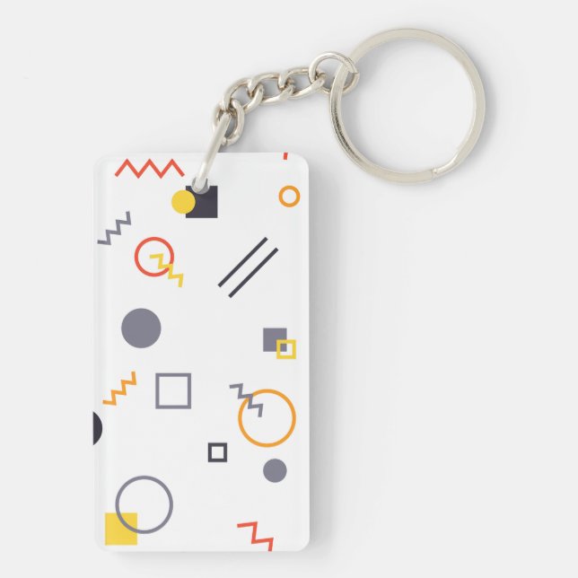 Cool, unique, trendy, urban abstract illustration keychain (Back)