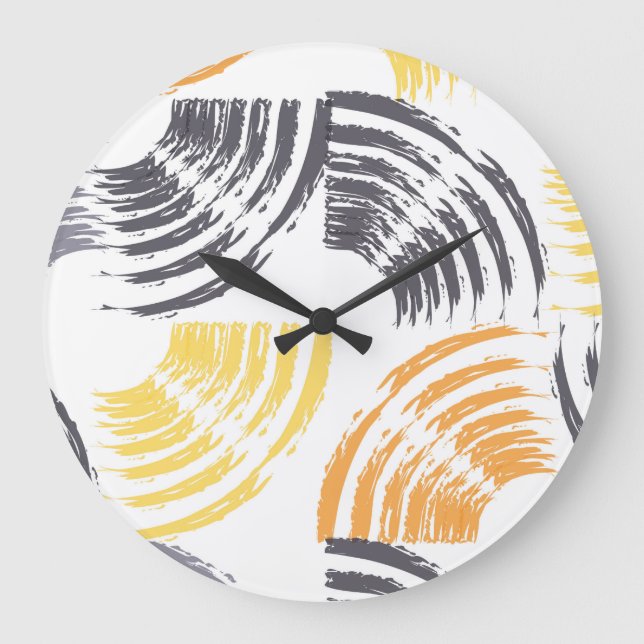 Cool, unique, trendy, urban colourful brush large clock (Front)