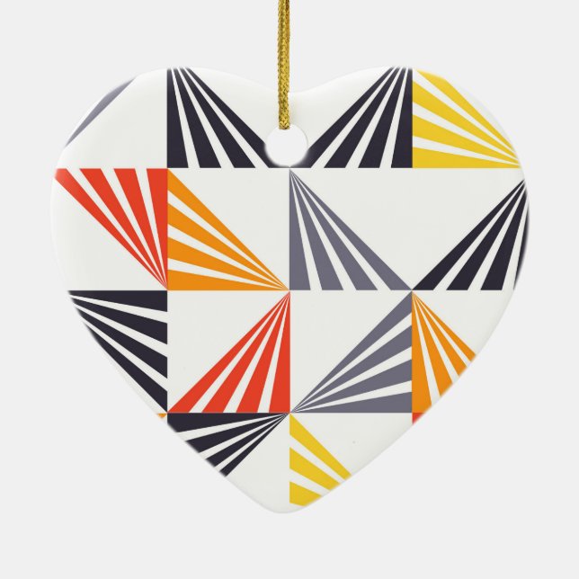 Cool, unique, trendy, urban, colourful triangles ceramic ornament (Back)