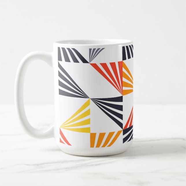 Cool, unique, trendy, urban, colourful triangles coffee mug (Left)