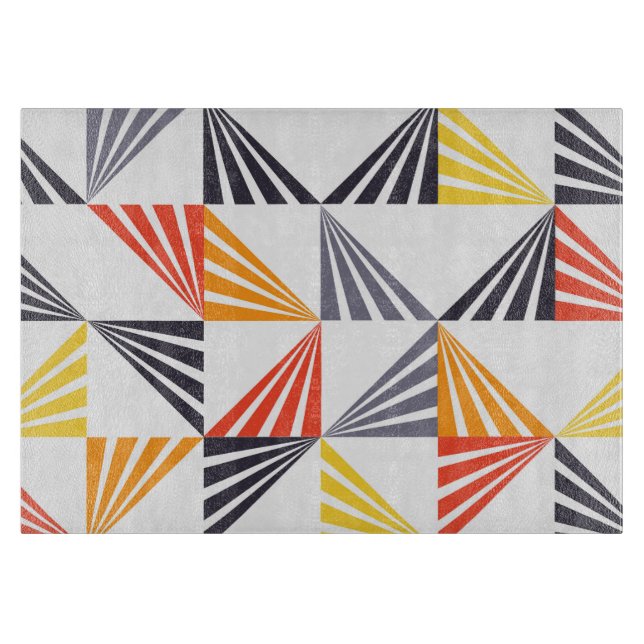 Cool, unique, trendy, urban, colourful triangles cutting board (Front)