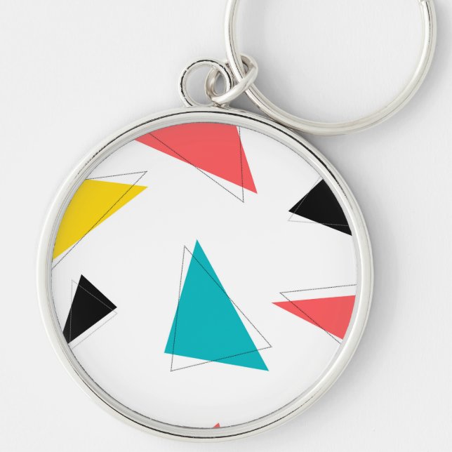 Cool, unique, trendy, urban colourful triangles keychain (Front)