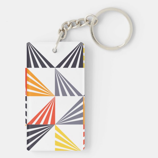Cool, unique, trendy, urban, colourful triangles keychain (Back)