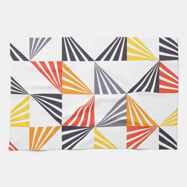 Cool, unique, trendy, urban, colourful triangles kitchen towel (Horizontal)