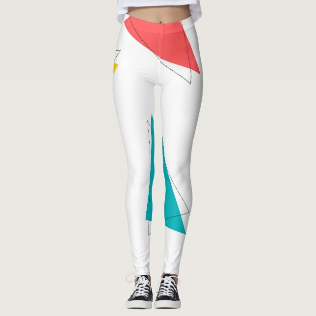 Cool, unique, trendy, urban colourful triangles leggings (Front)