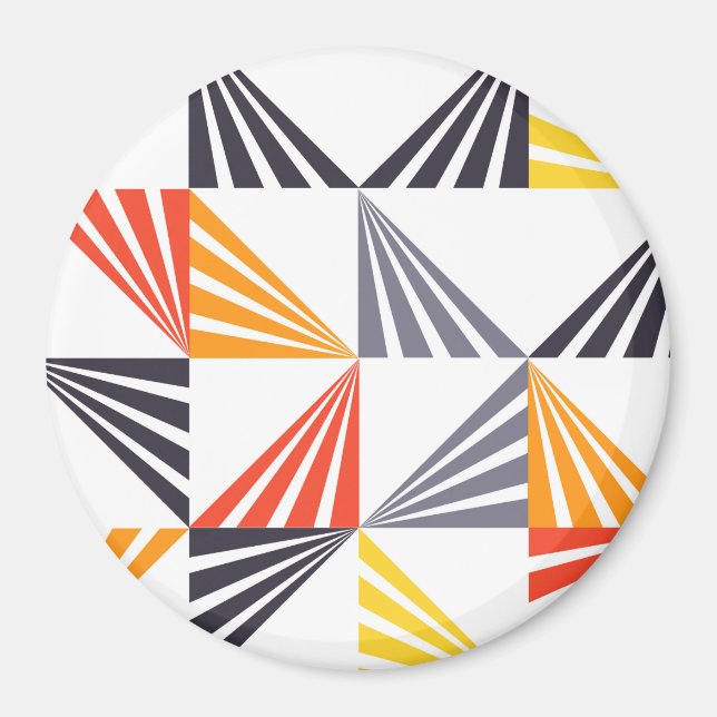 Cool, unique, trendy, urban, colourful triangles magnet (Front)