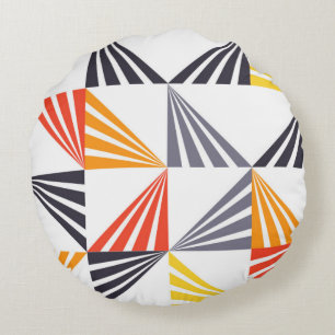 Cool, unique, trendy, urban, colourful triangles round pillow