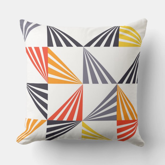 Cool, unique, trendy, urban, colourful triangles throw pillow (Front)