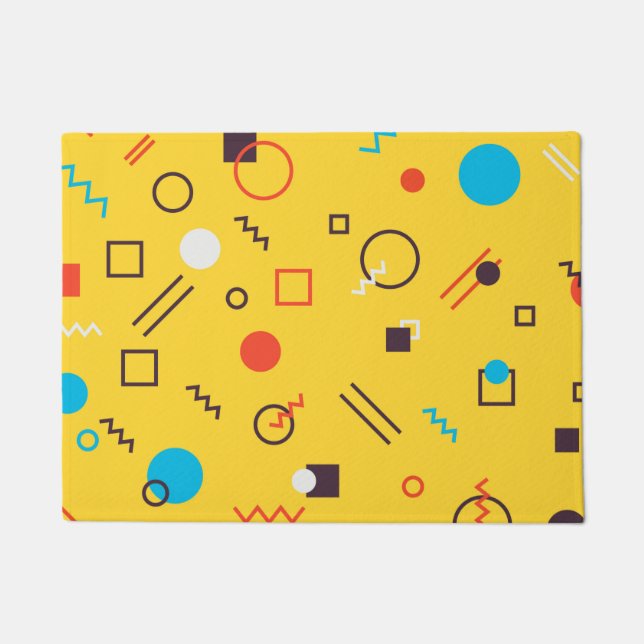 Cool, unique, trendy, urban geometric Memphis Doormat (Front)