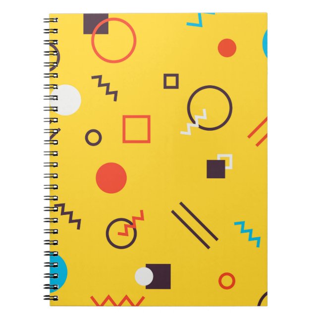 Cool, unique, trendy, urban geometric Memphis Notebook (Front)
