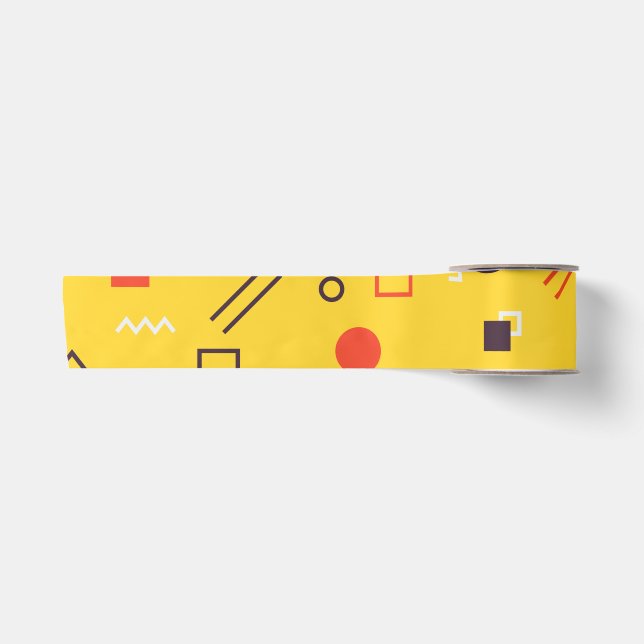 Cool, unique, trendy, urban geometric Memphis Satin Ribbon (Front)