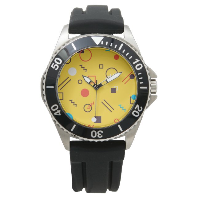 Cool, unique, trendy, urban geometric Memphis Watch (Front)
